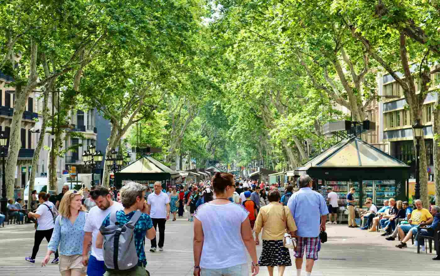 La Rambla, main pedestrian avenue in Barcelona.